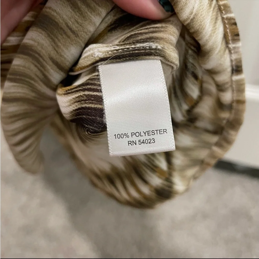 Banana Republic Tie Dye Tunic Blouse Olive Green and Beige - Picture 5 of 8